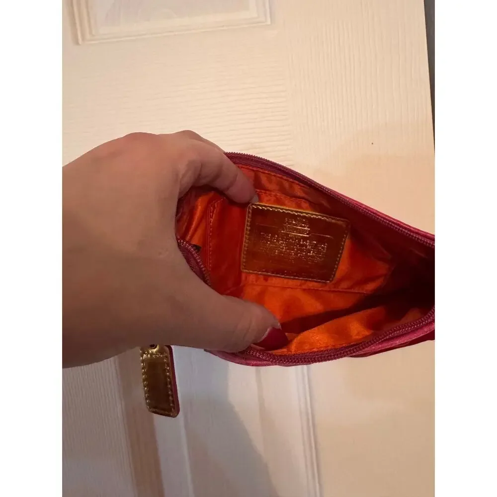 Vintage Pink Satin Y2K Coach Wristlet- DAMAGED